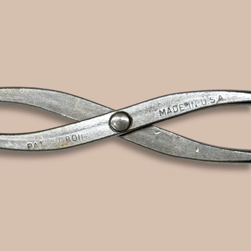 Vintage EKCO USA Kitchen Tongs Set of 3 Metal Scissor Style Tongs Silver Cream